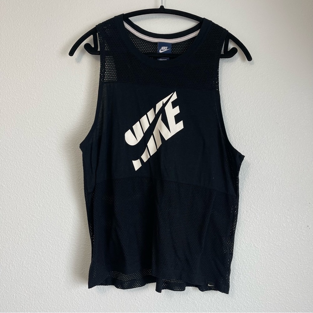 Nike Black open mesh tank top size medium